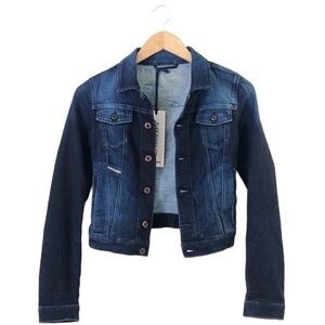 Women’s Diesel Jogg Jeans Fringi-ne Dark Blue Denim Button Up Jean Jacket
